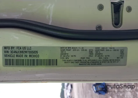 2021 Jeep Compass Altitude Fwd from USA, damaged, VIN 3C4NJCBB2MT555835